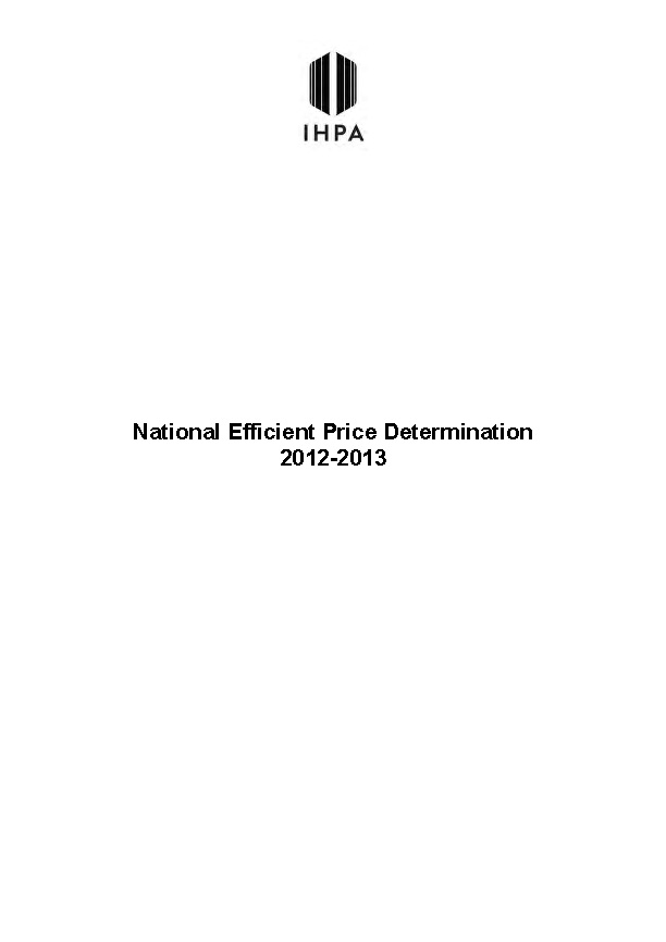National Efficient Price Determination 201213 Resources IHACPA